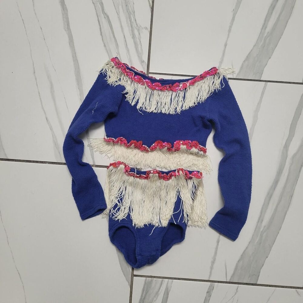 Girls Vintage Circus Rodeo Halloween Costume 2 Piece Sequin Western Cowgirl